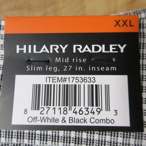 HILARY RADLEY Plaid Tummy Control Ankle Pants XXL (20) White Black Crop 2XL NWT - Picture 7 of 12